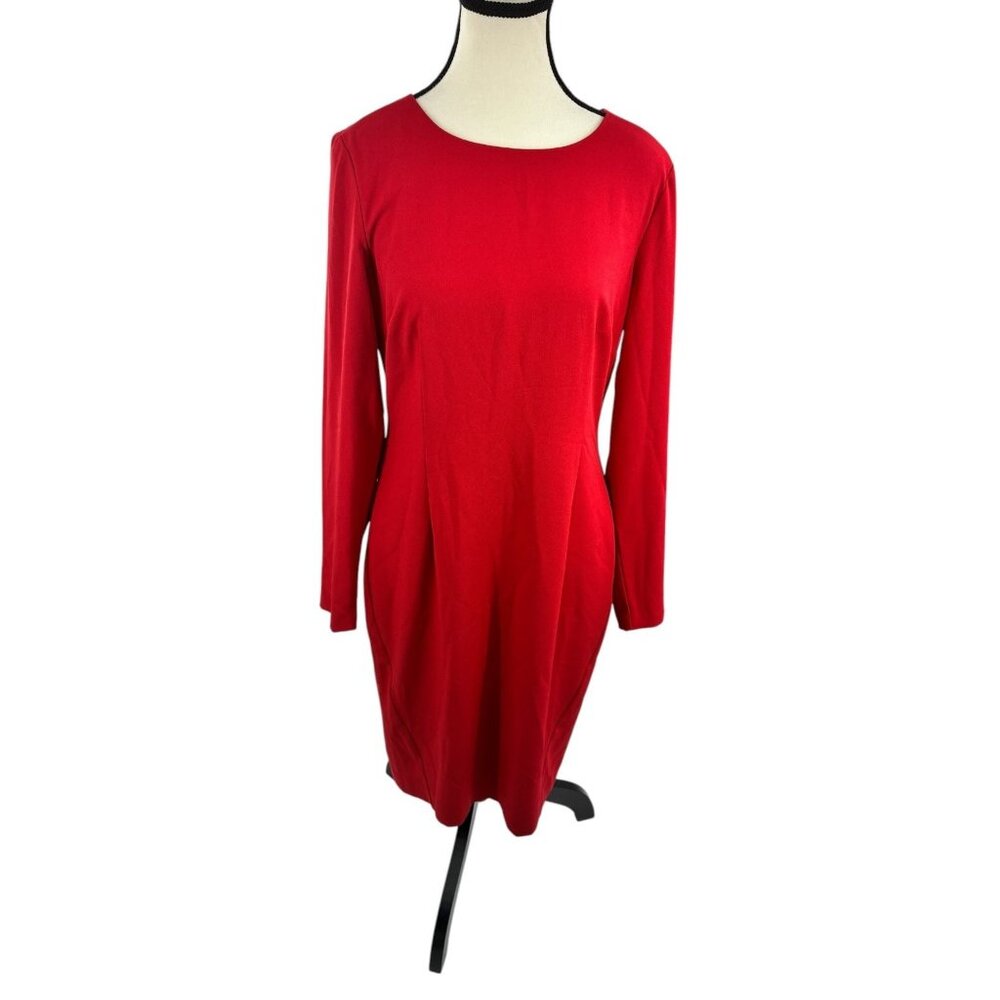 Cremieux Womens Size 8 Dress Red Long Sleeve Knee Length Cocktail Party